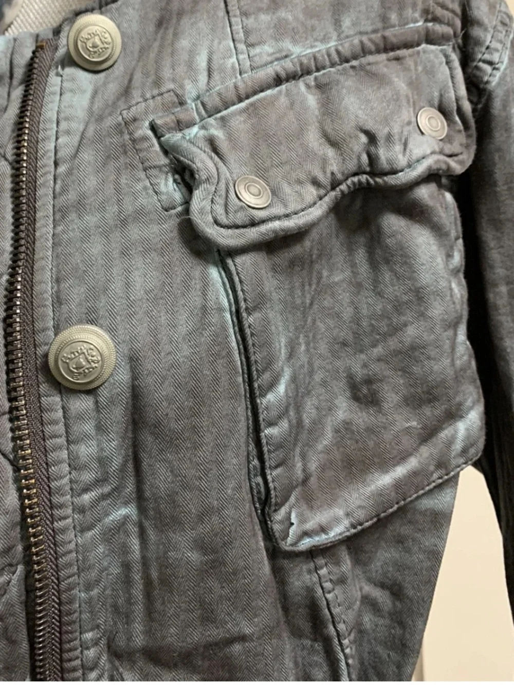 Free People Double Cloth Jacket  Military Drawstring Size XS Gray NWOT - Picture 5 of 15